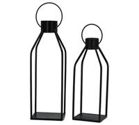 Linternas Decorativas | 2 faroles Decorativos para Velas, 16/12 de Alto, Farol Negro Vintage, candelabros de Metal Colgantes para decoración del hogar, Bodas, Interiores y Exteriores, sin Vela