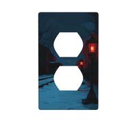 Linternas góticas a lo largo del camino nevado, cubierta decorativa para interruptor de luz, 1 banda, placa de pared para cocina, baño, tamaño 7 x 11,4 cm