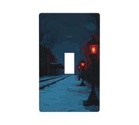 Linternas góticas a lo largo del camino nevado para interruptor de luz, cubierta decorativa de un solo interruptor, placa de pared para cocina, granja, dormitorio, baño, decoración artística