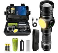 Linternas LED Alta Potencia- 500000 Lúmenes Linterna LED Recargable Táctica Militar Potente - XHP70.2 Linterna Alta Potencia Potente Largo Alcance - IP67 Impermeable 9 Modos para Camping, Senderismo