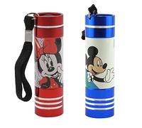 Linternas LED de aluminio de Mickey Mouse y Minnie Mouse, 2 unidades, funcionan con pilas, con correas de muñeca, linternas pequeñas y prácticas, luces de flash de explorador nocturno para niños de