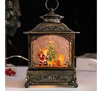 Linternas navideñas con Forma de Bola Nieve, Linterna Musical Colgante 12 Canciones, luz navideña alimentación por USB y Pilas(E,27 * 18 * 8.5CM)