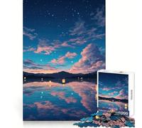 Linternas nocturnas sobre el Agua, Rompecabezas para Adultos, 1000 Piezas, Recuerdo, Mejora, Tiempo de Paz, Corte Ajustado, Lista de Deseos de Santa Claus (50x75cm)