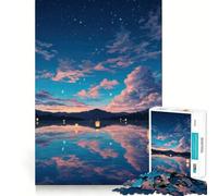 Linternas nocturnas sobre el Agua, Rompecabezas para Adultos, 1000 Piezas, Recuerdo, Mejora, Tiempo de Paz, Corte Ajustado, Lista de Deseos de Santa Claus (38x26cm)