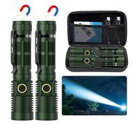 Linternas tácticas pequeñas 20000 altos lúmenes - 1500 metros largo haz Super brillante LED linterna magnética USB recargable zoomable 5modes haz largo foco linterna para senderismo, camping oscuro