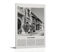 LINTEZHG Colombia Póster de Ciudad Blanca y Negra Pintura Decorativa Lienzo Arte de Pared Salón Póster Dormitorio Pintura, Arte de Pared Impresión de Imagen Moderna Decoración de Habitación Familiar