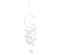 LINTRA 1 Set Carrillón de Viento Blanco, Colgante Carillón de Viento de Conchas Naturales, Diseño de Luna Carillón de Viento de Conchas de Nácar, Apto para Proyectos DIY, Decoración o Ideas de Regalo