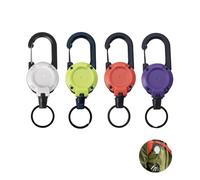 LINTRA 4 Piezas Llavero Retractil, Antipérdida Llavero Extensible, 4 Colores Llaveros Extensibles Retráctil, 64 cm de Longitud, Ideal para Viajar y Escalar Montañas