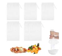 LINTRA Cheese Cloth, 6 Piezas de Nylon Colador Tela, 30 X 20 cm Bolsa para Leches Vegetales, con Cordón, Malla 100 Y 120, para Filtrar Polvos, Leche de Soja, Zumos