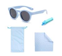 LINTRA Gafas de Sol Bebe, Oculos de Sol Bebe Azul, Gafas de Sol Niños, con Bolsa de Almacenamiento, Banda para la Cabeza y Paño Limpiador, para Actividades al Aire Libre de Niños y Niñas