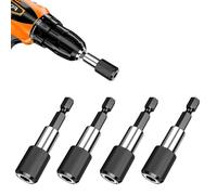 LINTRA Portapuntas Magnético, 4 Piezas Porta Puntas Atornillador Imantadas 1/4'' 60 mm, Extensión del Portapuntas, para Taladro Manual y Atornillador Inalámbrico, Cambio Rápido de Brocas