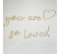 Lintran Wood You Are So Loved Wall Decor - Boho Wooden Script Art For Nursery, Children, Baby Boys And Girls Decoración del dormitorio - Decoración de la pared del vivero con calcomanía del corazón