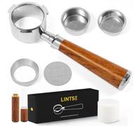 LINTSE Portafiltro Sin Fondo 51mm para Espresso, 3 Orejas de 5,5mm, Compatible con DeLonghi Dedica EC680/EC685/EC785/EC885 y SMEG ECF01/ECF02, Acero Inoxidable SS304, Palisandro (Palisandro con Metal)