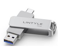 LINTYLE SSD externo USB de 512 GB de hasta 450 MB/s, carcasa de metal, doble tipo C + A, USB 3.2 Gen 1, unidad de pulgar portátil con diseño giratorio para iPhone 15/16/17/teléfono Android, tablet