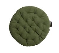 Linum Pepper Cojín Redondo del Asiento Ø37 cm, 100% Algodón, Lavable en la Lavadora, Verde Oliva Oscuro