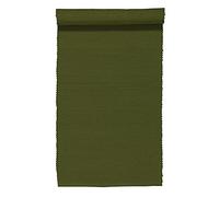 LINUM Uni Camino de mesa decorativo para mesa de comedor, 45 x 150 cm, 100% algodón acanalado, lavable a máquina, color verde oliva oscuro