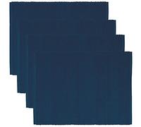 LINUM Uni Juego de 4 manteles Individuales para Mesa 35x46 cm, 100% Algodón, Lavable en la Lavadora, Azul Índigo