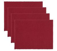 LINUM Uni Juego de 4 manteles Individuales para Mesa 35x46 cm, 100% Algodón, Lavable en la Lavadora, Rojo