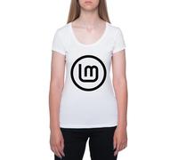 Linux Mint Camiseta De Manga Corta Blanca con Cuello Redondo para Mujer T-Shirt Short Sleeve White Crewneck tee For Women