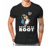 Linux Operating System Tux Penguin Man Tshirt Butterfly Killer Illustration Fashion T Shirt Harajuku Streetwear Hipster