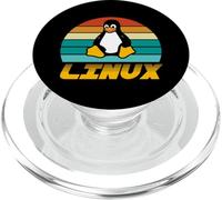Linux Retro Vintage Tux Penguin Sunset Linux Design PopSockets PopGrip para MagSafe
