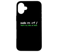 Linux Sudo RM RF Programador, Ingeniero, Código Abierto Divertido Carcasa para iPhone 16 Plus