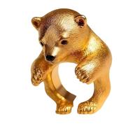 Linvimia Preciosos anillos de dedo de oso en miniatura, diseño elegante y divertido, joyería de dedo con forma de animal divertida, adecuada para cualquier ocasión, aro de oso ajustable