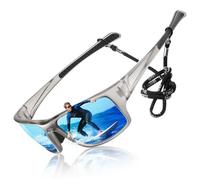 LINVO Gafas de sol deportivas polarizadas para hombre, gruesas y cuadradas, 100 % de protección UV400, para conducir y pescar, A05 Humo Translúcido Azul Hielo, Medium