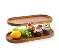 Linwnil Bandejas de madera para servir, tablas de charcutería, platos ovalados de madera, plato de servir queso, platos a granel para postre, aperitivos, pan, platos de frutas (35 x 14, 2 unidades)