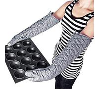 Linwnil Nuevo par de guantes de horno resistentes al calor Nuevos guantes de horno de algodón para la cocina Herramienta de cocina para altas temperaturas Guantes para barbacoa (58 cm)