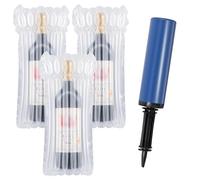 LINXIU Protectores de botellas de vino para bomba de aire de viaje, bolsas de columna de aire inflables, reutilizables, fundas de burbujas con bomba para envío de seguridad, paquete de 20,