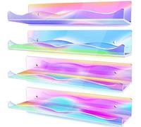 Linyapry,Paquete de 4 estantes flotantes de acrílico iridiscente, estantes de exhibición invisible Funko Pop para habitación de niños, baño y dormitorio