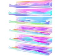 Linyapry,Paquete de 6 estantes flotantes de acrílico transparente iridiscente, de 15.7 pulgadas, gran funda de exhibición Funko Pop para fotos, cuarto de baño, cuarto de niños