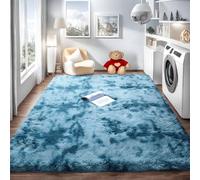 linyingdian Alfombra rectángulo Shaggy para Salón habitación de los Niños Dormitorio - Alfombra Antideslizante Muy Suave, Lavable, Tie-Dye, al Aire Libre Interior. (Azul, 160x230cm)