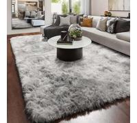 linyingdian Alfombra rectángulo Shaggy para Salón habitación de los Niños Dormitorio - Alfombra Antideslizante Muy Suave, Lavable, Tie-Dye, al Aire Libre Interior. (Gris Claro, 160x200cm)