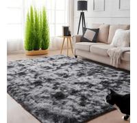 linyingdian Alfombra rectángulo Shaggy para Salón habitación de los Niños Dormitorio - Alfombra Antideslizante Muy Suave, Lavable, Tie-Dye, al Aire Libre Interior. (Gris Oscuro, 80x160cm)