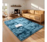 linyingdian Alfombra rectángulo Shaggy para Salón habitación de los Niños Dormitorio - Alfombra Antideslizante Muy Suave, Lavable, Tie-Dye, al Aire Libre Interior. (Azul, 120x160cm)