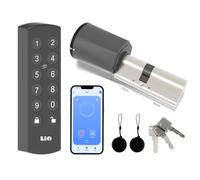 Lio Home Smart Lock, cerradura electrónica para puerta con teclado, cilindro de cierre 35/35, desbloqueo de puerta mediante tarjetas NFC, código numérico, aplicación, llave, cerradura inteligente con