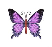 Lioaeust 3 piezas de arte de pared de mariposa de metal grande, morado, 9.05 x 10.8 pulgadas, 3D, interior/exterior, caprichoso, habitación de los niños, dormitorio, sala de estar