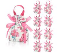 Liobelon 10 bolsas de lona para regalo de agradecimiento con asa, pequeñas bolsas de regalo con cordón impreso, bolsas de regalo de boda, bolsas de joyería para baby shower, despedida de soltera,