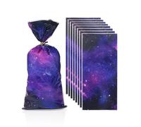 Liobelon 100 bolsas de recuerdos de fiesta espacial, bolsas de golosinas de galaxia, bolsas de dulces estrelladas del espacio exterior, suministros de bolsa de fiesta para decoraciones de baby shower,