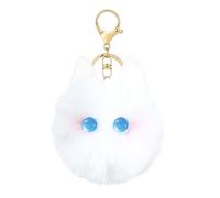 Liobelon Lindo llavero de peluche de gato, llavero de peluche con pompón, llavero de peluche esponjoso para bolso, coche, mochila, Azul, M