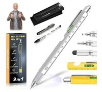 Liocwocne 2026 New One Pen Nine Functions - Christmas Gifts for Him, Portable 9 in 1 Multi Tool Pen, for Writing, Measuring, Repairing, Lighting, Opening Bottles, Etc.(Silver)