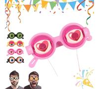 Liocwocne Novelty Funny Glasses with Winking Eye Mechanism, Lightweight Blinking Glasses with Manual Blink Action, Crazy Googly Eyes Glass for Adults for Shows, Parties & Photos (Pink)