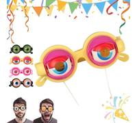 Liocwocne Novelty Funny Glasses with Winking Eye Mechanism, Lightweight Blinking Glasses with Manual Blink Action, Crazy Googly Eyes Glass for Adults for Shows, Parties & Photos (Yellow)