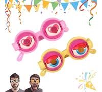Liocwocne Novelty Funny Glasses with Winking Eye Mechanism, Lightweight Blinking Glasses with Manual Blink Action, Crazy Googly Eyes Glass for Adults for Shows, Parties & Photos (2PCS-C)