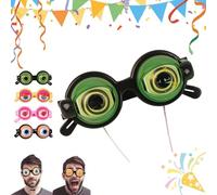 Liocwocne Novelty Funny Glasses with Winking Eye Mechanism, Lightweight Blinking Glasses with Manual Blink Action, Crazy Googly Eyes Glass for Adults for Shows, Parties & Photos (Green)