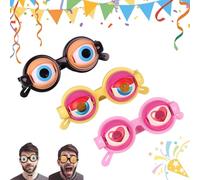 Liocwocne Novelty Funny Glasses with Winking Eye Mechanism, Lightweight Blinking Glasses with Manual Blink Action, Crazy Googly Eyes Glass for Adults for Shows, Parties & Photos (3PCS-C)