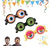Liocwocne Novelty Funny Glasses with Winking Eye Mechanism, Lightweight Blinking Glasses with Manual Blink Action, Crazy Googly Eyes Glass for Adults for Shows, Parties & Photos (3PCS-A)