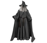 LIOEUE Disfraz Completo De Mago Gris Vintage | Estilo Inspirado En El Cine Épico, Con Sombrero, Cinturón Y Barba (Juego completo,S)